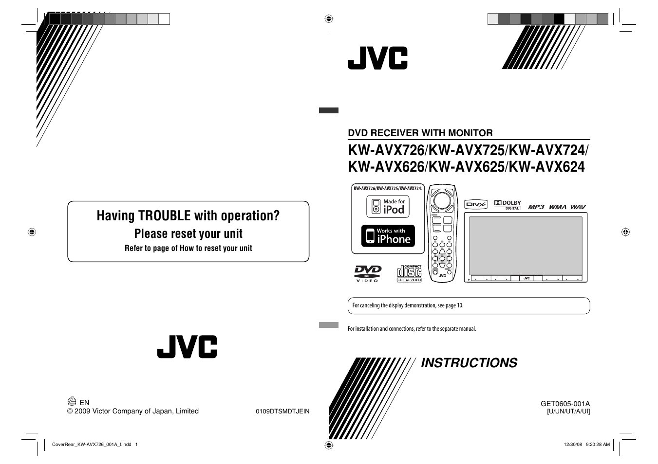 Instructions, Having trouble with operation, Please reset your unit | Dvd receiver with monitor | JVC GET0602-001A User Manual | Page 71 / 362