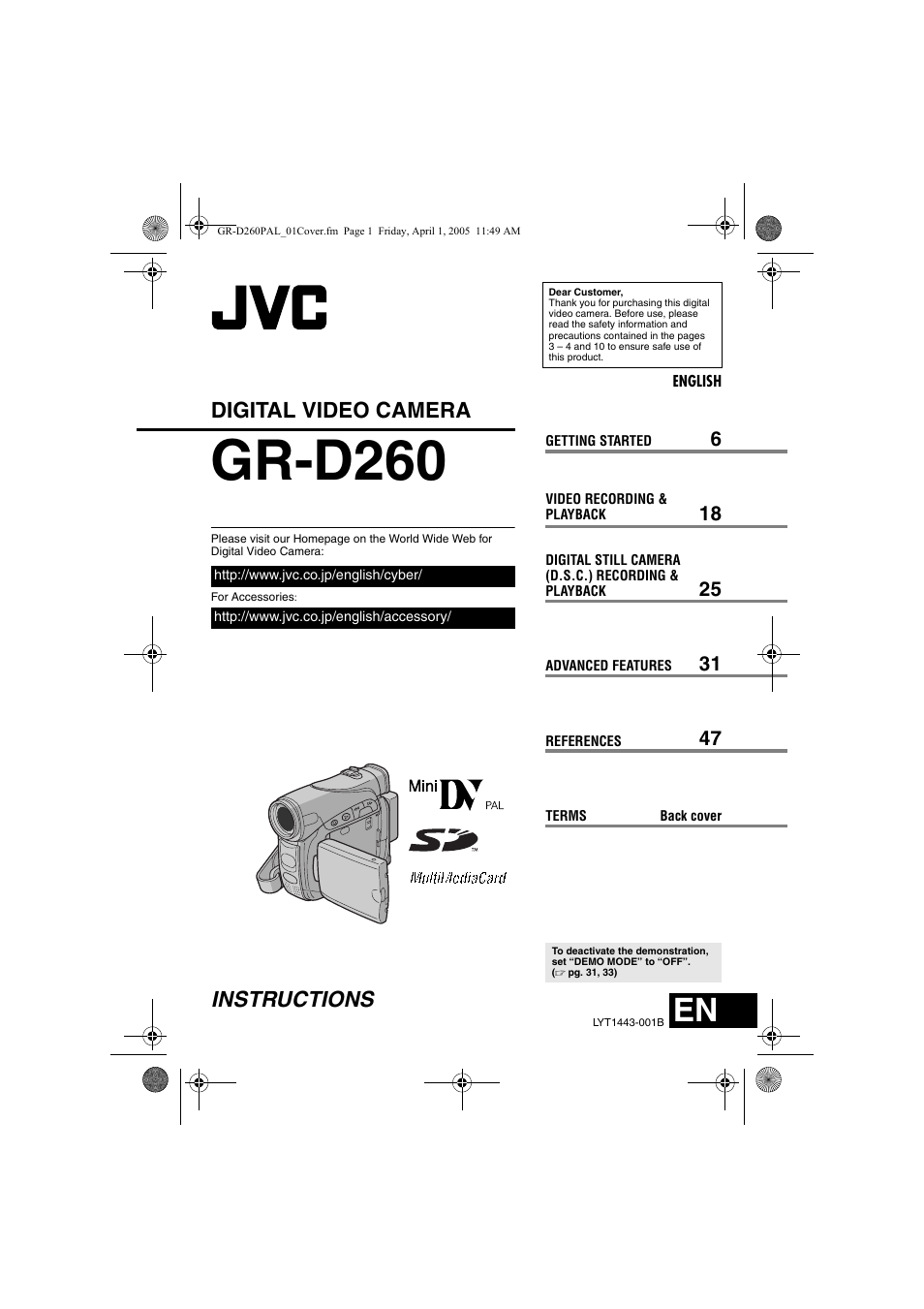 JVC GR-D260 User Manual | 56 pages