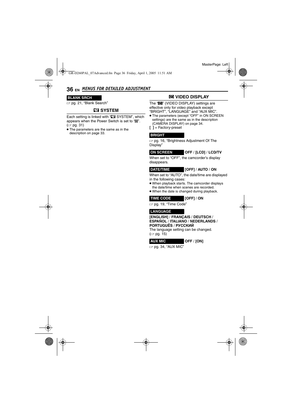 Pg. 36) | JVC GR-D260 User Manual | Page 36 / 56