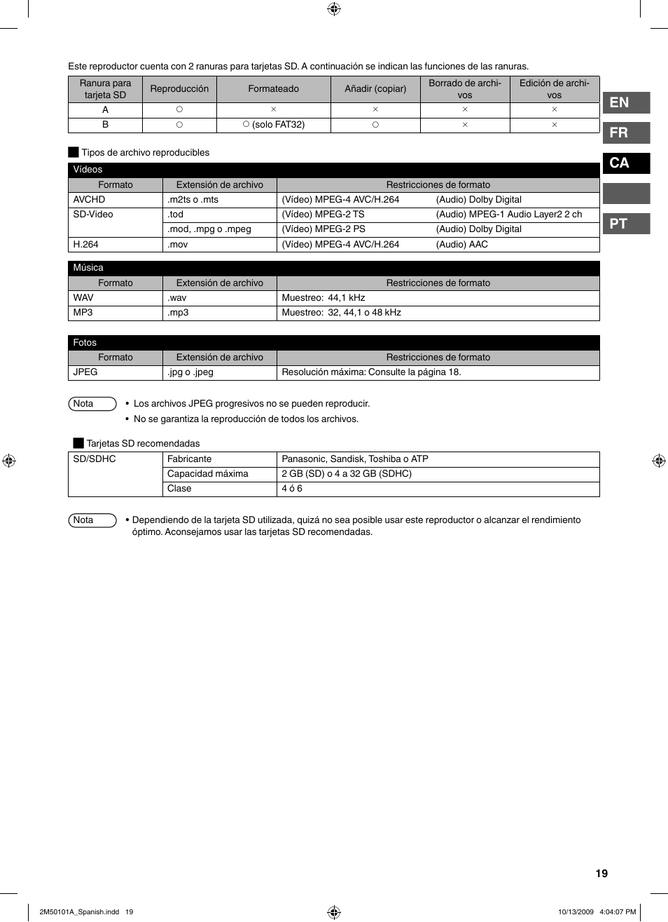 En fr ca pt | JVC CU-VS100U User Manual | Page 59 / 100