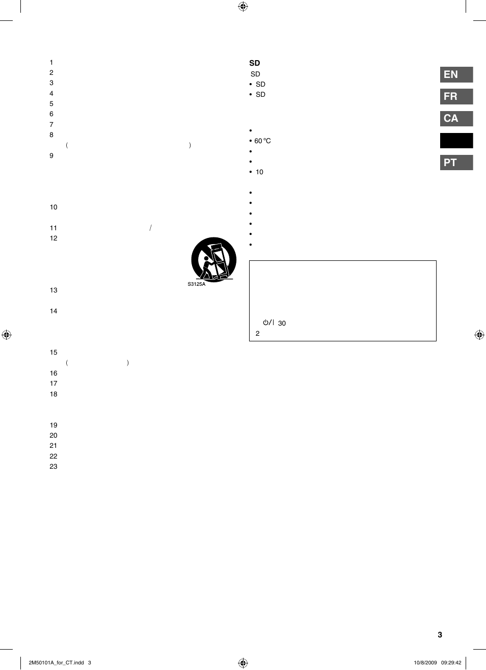 重要安全指示, En fr ca pt | JVC CU-VS100U User Manual | Page 63 / 100