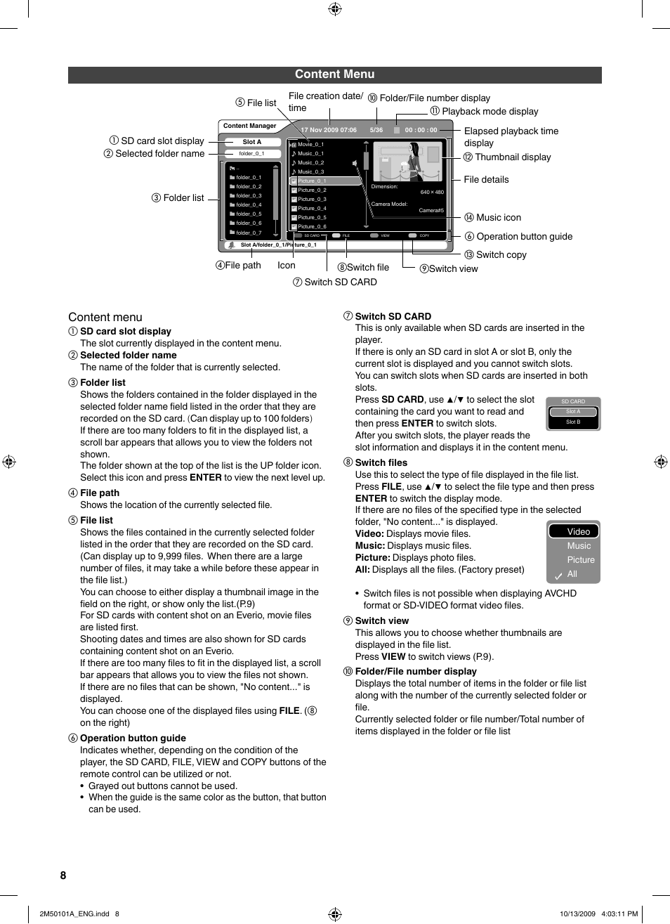 Content menu | JVC CU-VS100U User Manual | Page 8 / 100