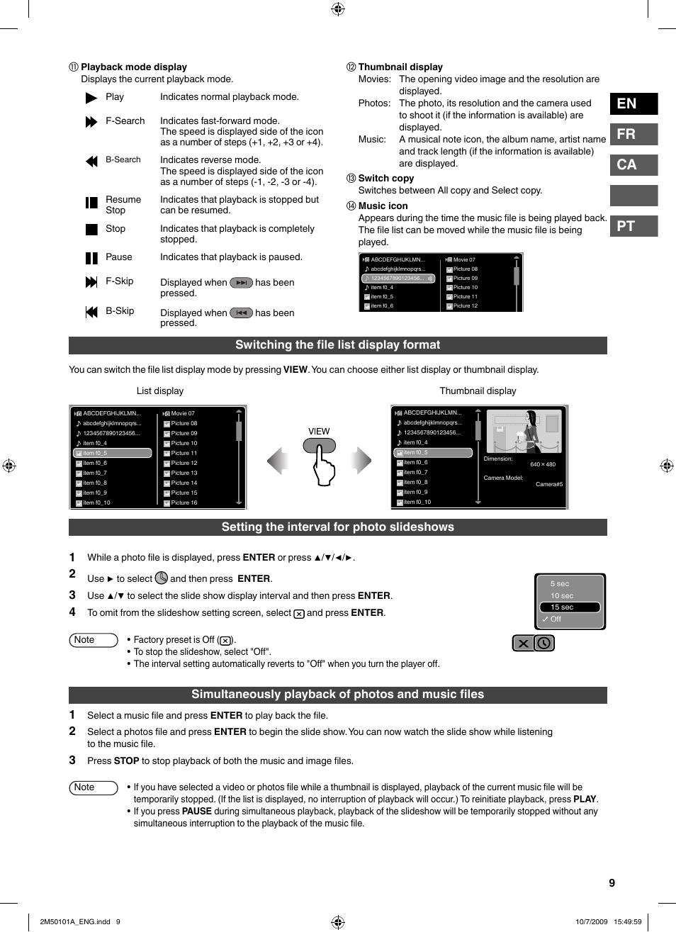 En fr ca pt | JVC CU-VS100U User Manual | Page 9 / 100