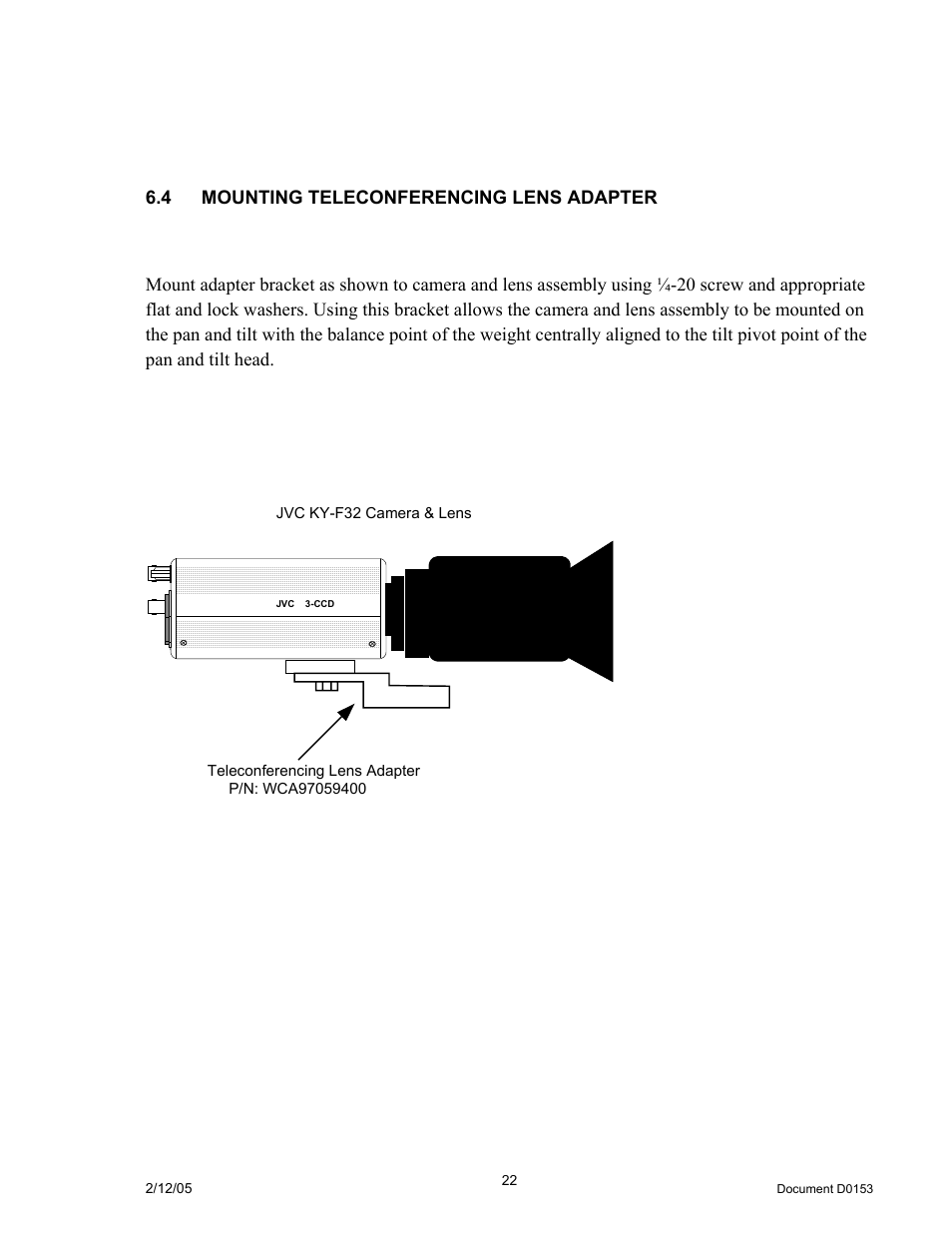 4 mounting teleconferencing lens adapter, Ounting, Eleconferencing | Dapter | JVC DPT 115 User Manual | Page 22 / 37