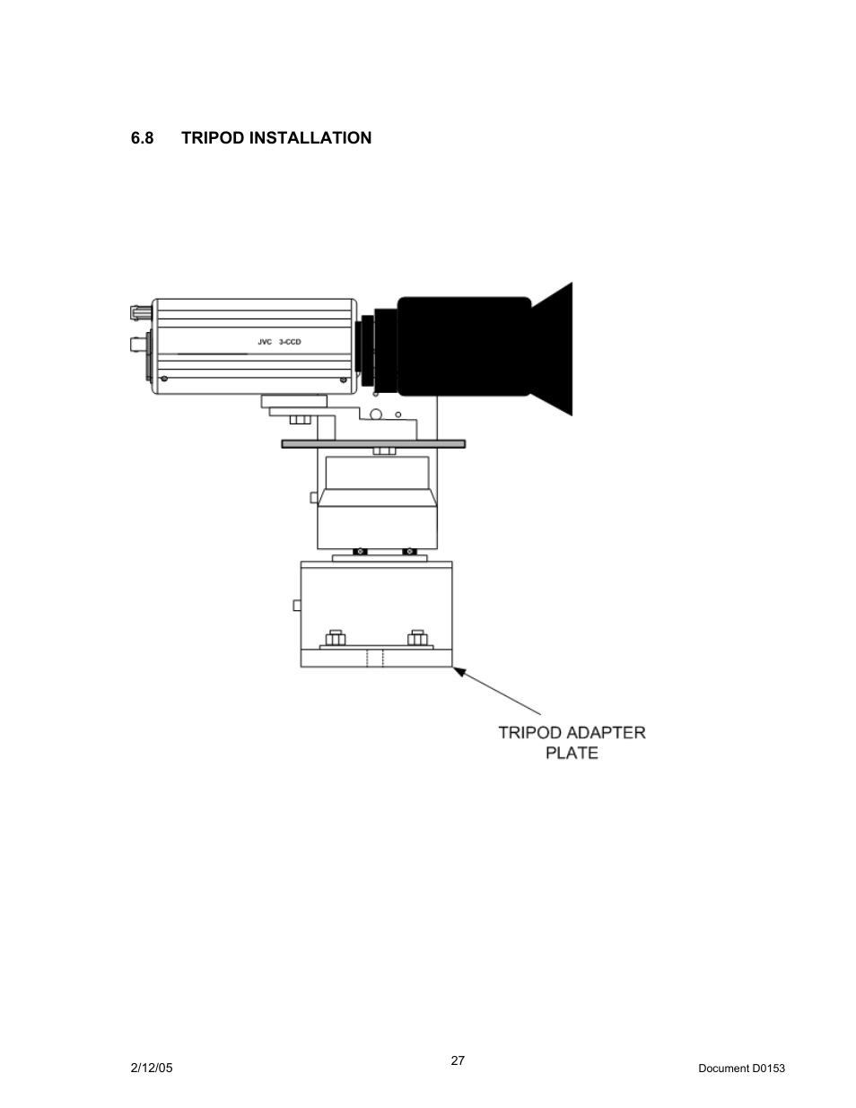 8tripod installation, Ripod, Nstallation | JVC DPT 115 User Manual | Page 27 / 37