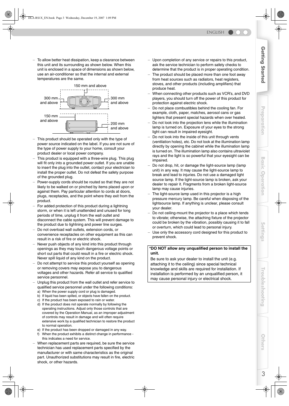 JVC DLA-RS1X User Manual | Page 3 / 51