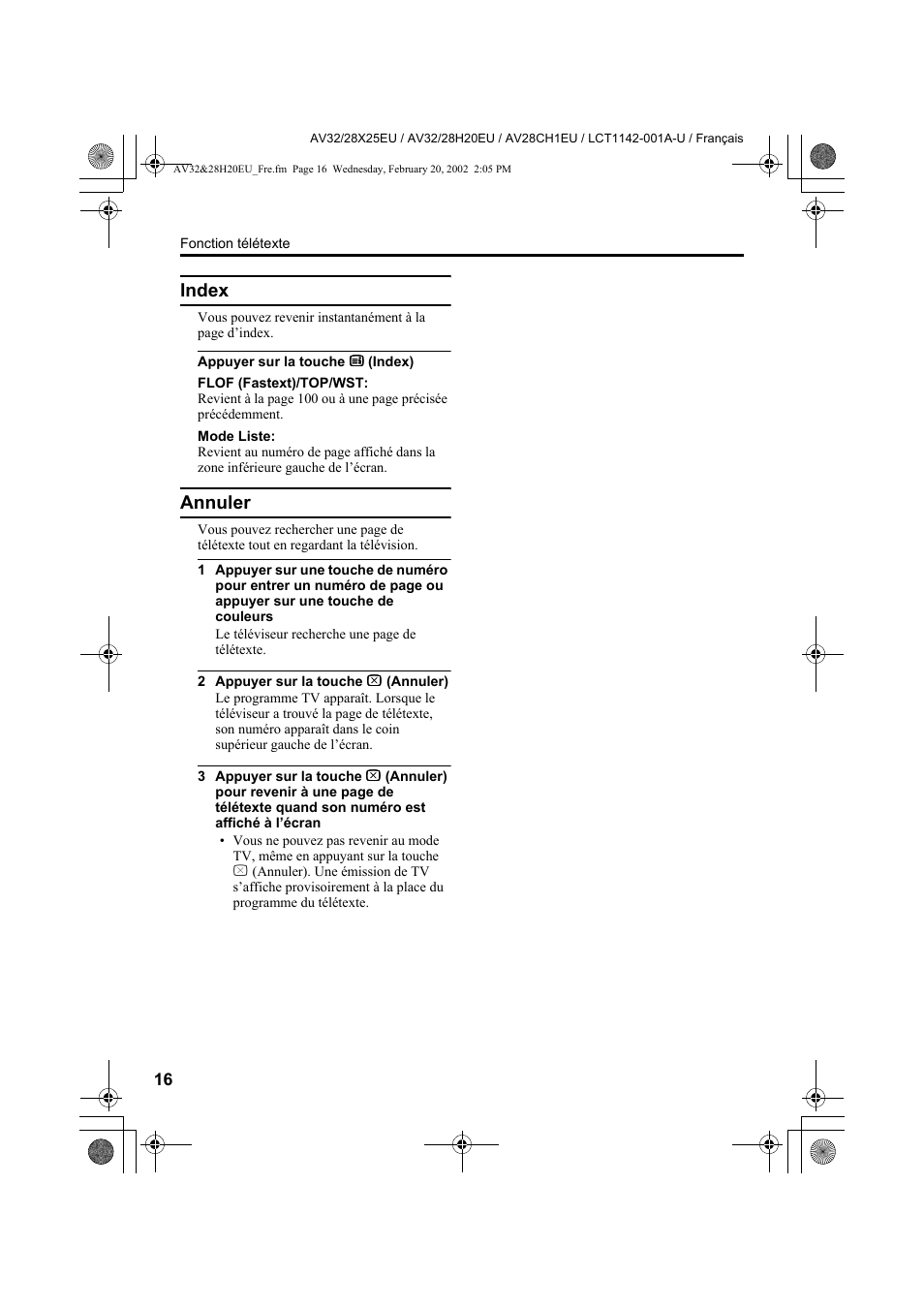 Index, Annuler | JVC AV28CH1EU User Manual | Page 110 / 327