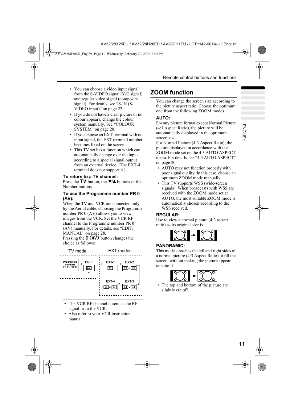 Zoom function | JVC AV28CH1EU User Manual | Page 13 / 327