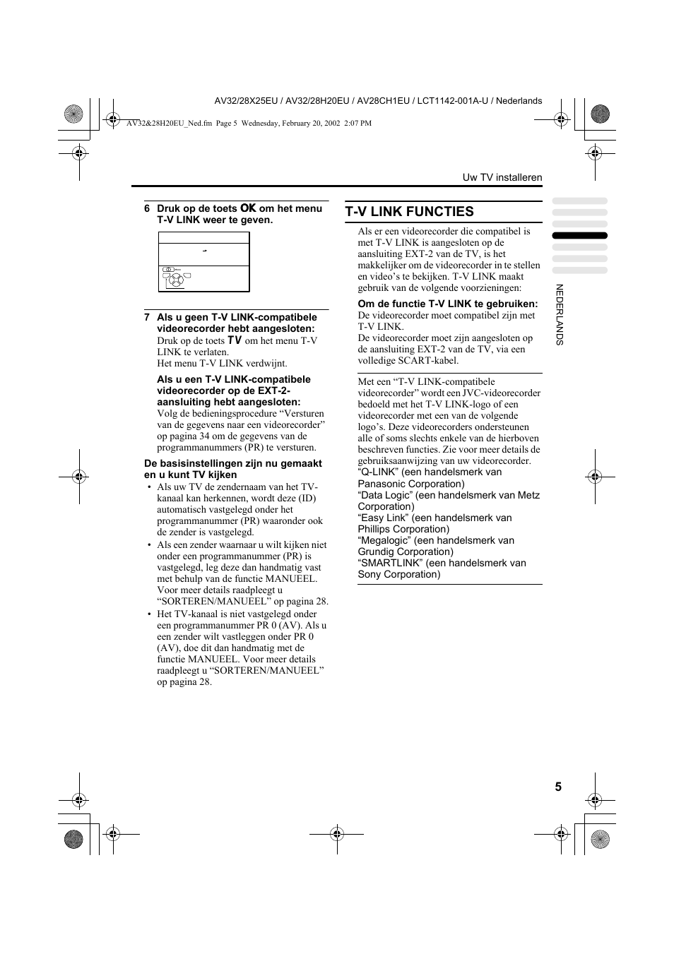 T-v link functies | JVC AV28CH1EU User Manual | Page 145 / 327