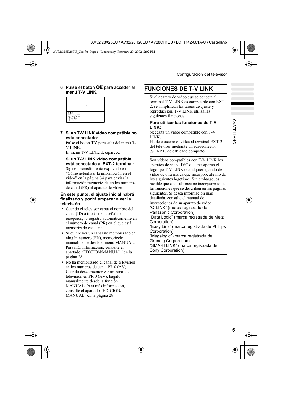 Funciones de t-v link | JVC AV28CH1EU User Manual | Page 191 / 327