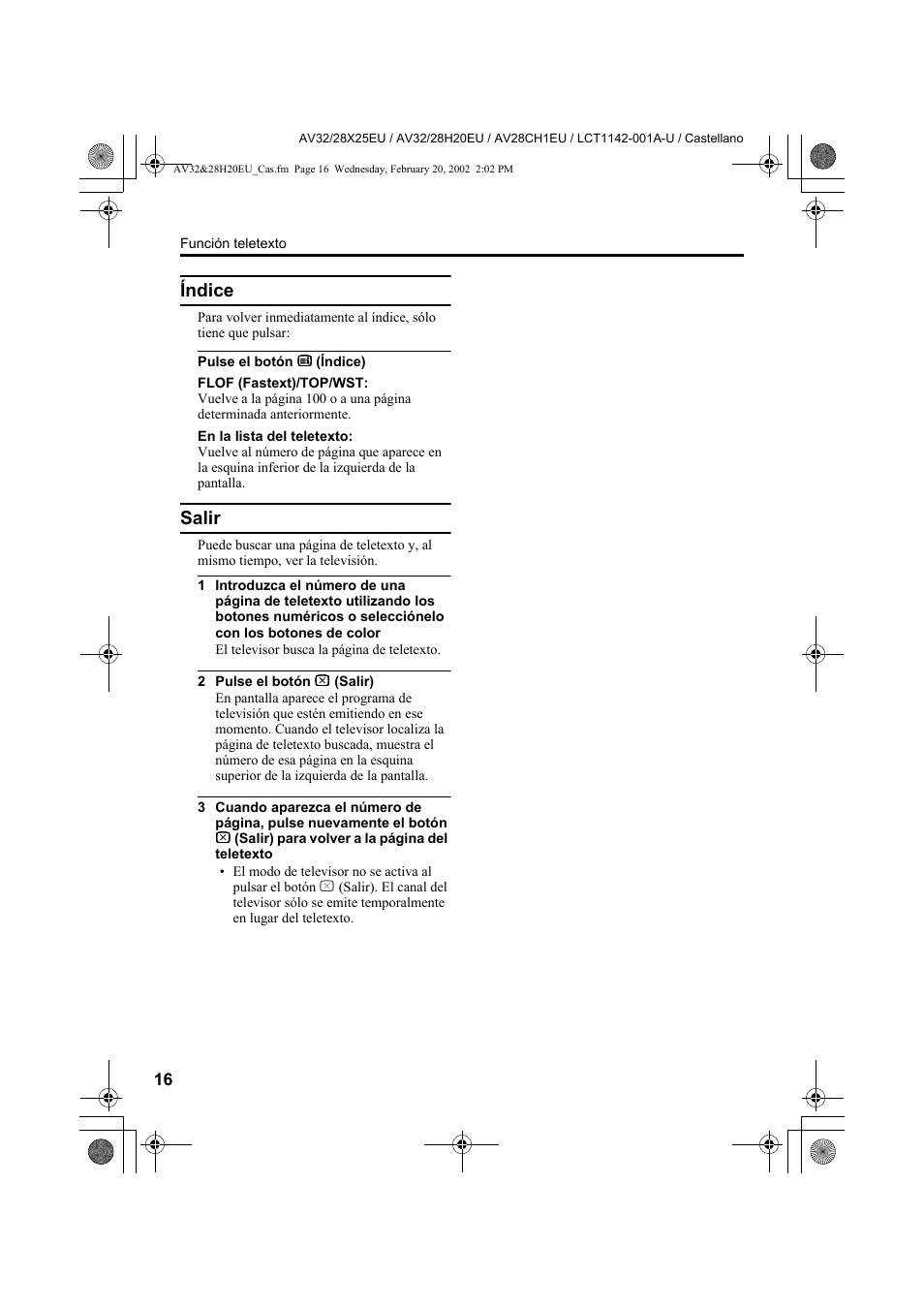 Índice, Salir | JVC AV28CH1EU User Manual | Page 202 / 327