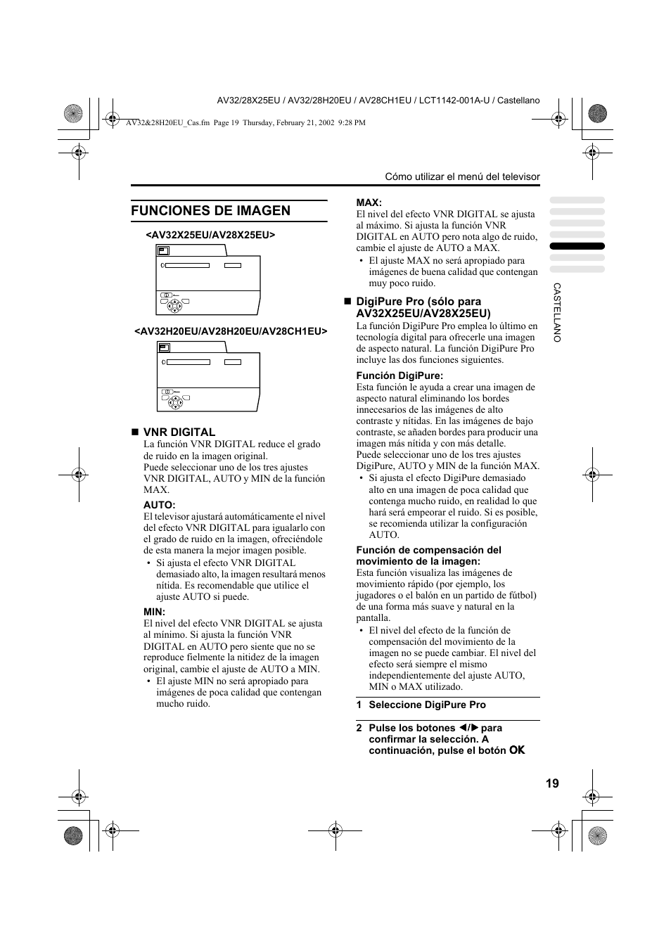 Funciones de imagen | JVC AV28CH1EU User Manual | Page 205 / 327