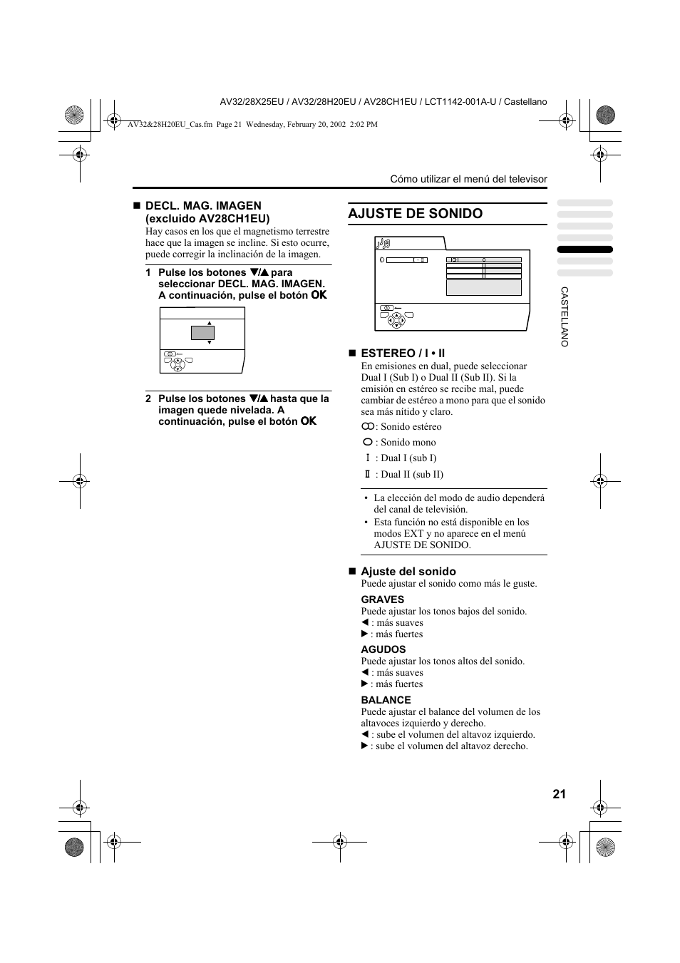 Ajuste de sonido | JVC AV28CH1EU User Manual | Page 207 / 327