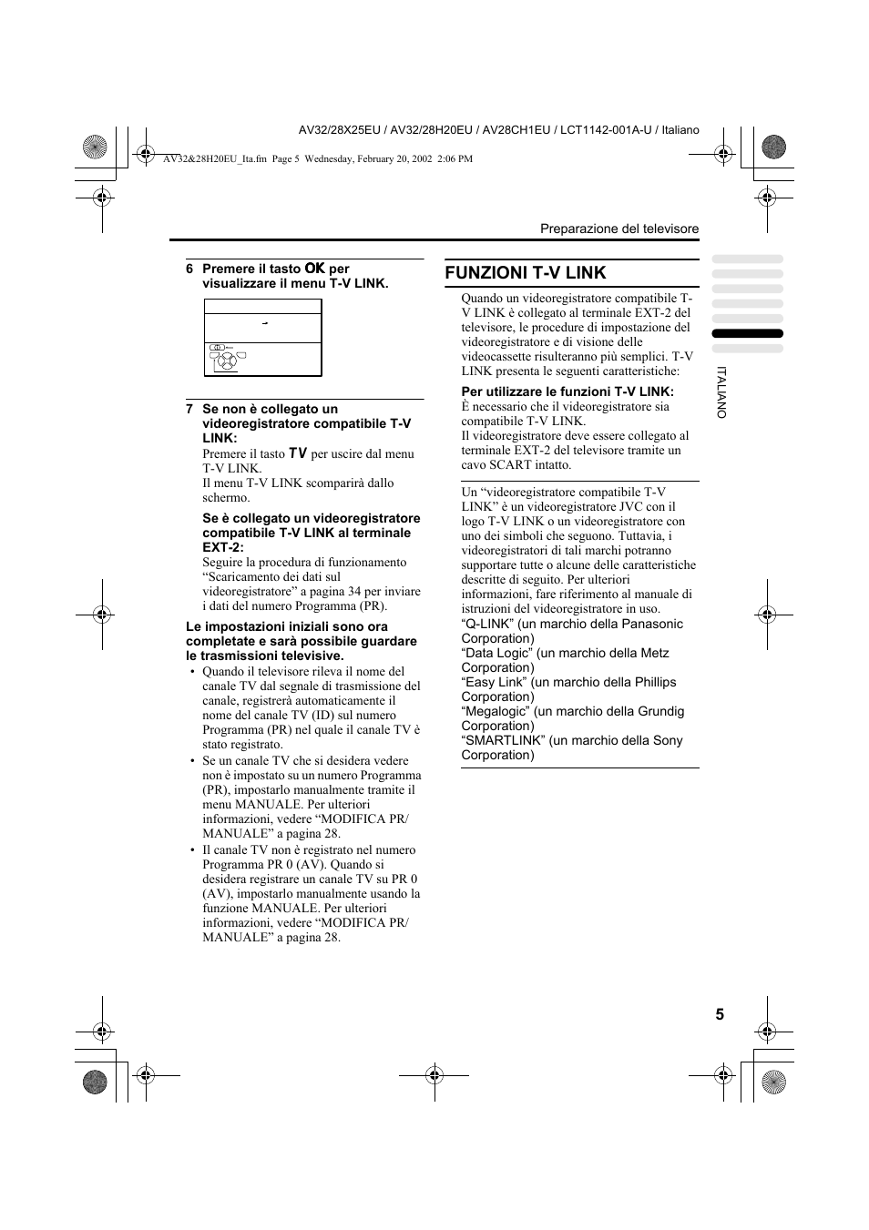 Funzioni t-v link | JVC AV28CH1EU User Manual | Page 237 / 327