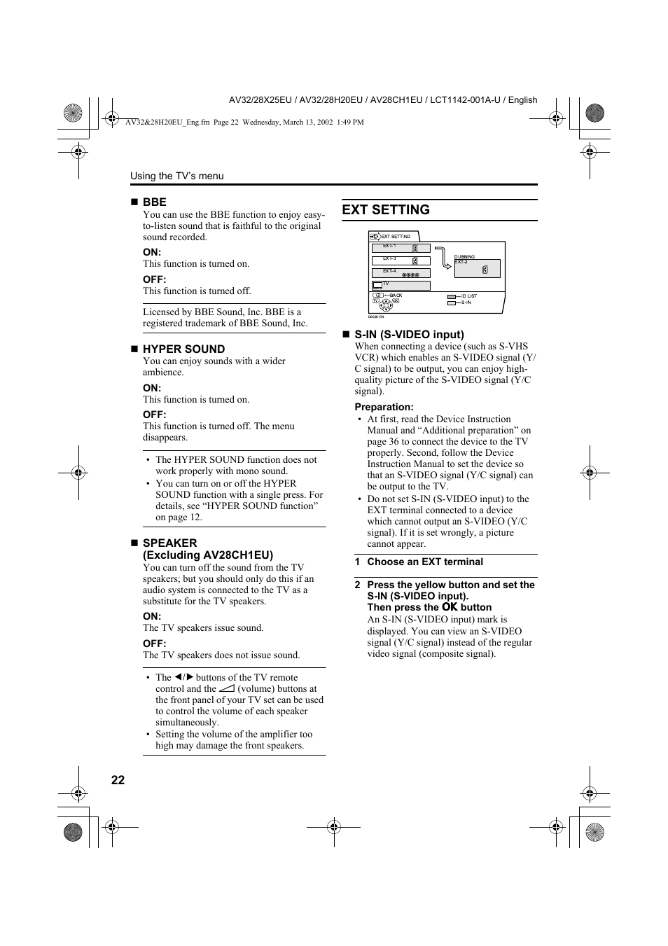 Ext setting | JVC AV28CH1EU User Manual | Page 24 / 327