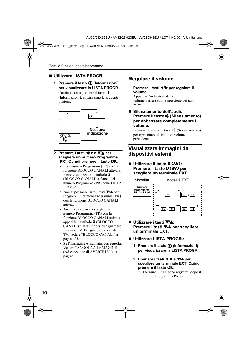 Regolare il volume, Visualizzare immagini da dispositivi esterni | JVC AV28CH1EU User Manual | Page 242 / 327