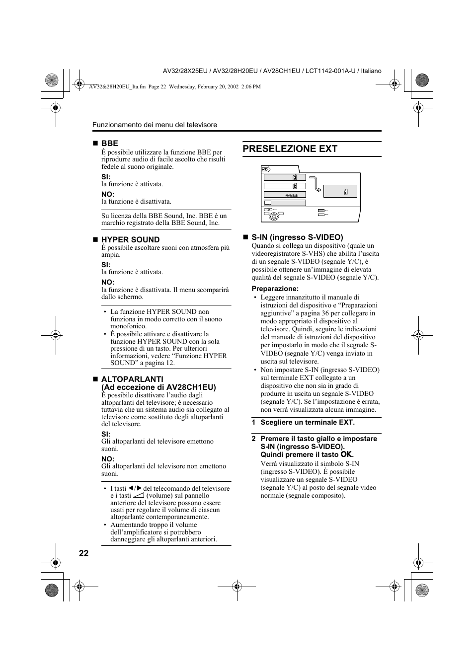 Preselezione ext | JVC AV28CH1EU User Manual | Page 254 / 327