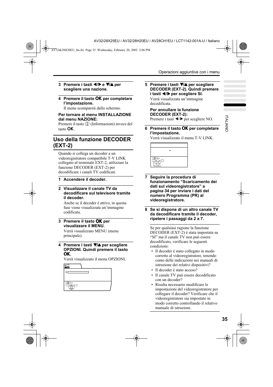 Uso della funzione decoder (ext-2) | JVC AV28CH1EU User Manual | Page 267 / 327