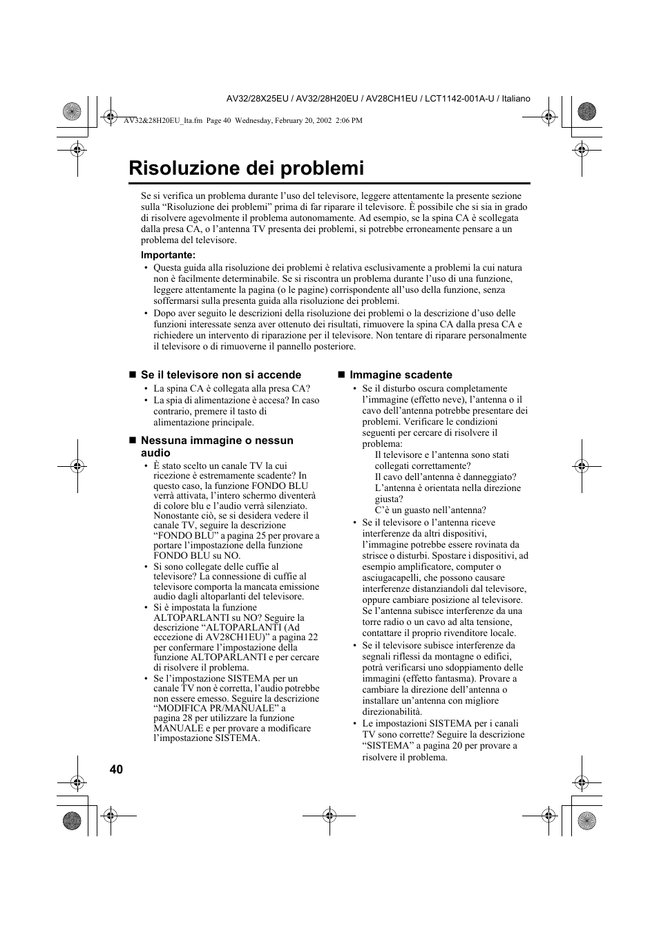Risoluzione dei problemi | JVC AV28CH1EU User Manual | Page 272 / 327