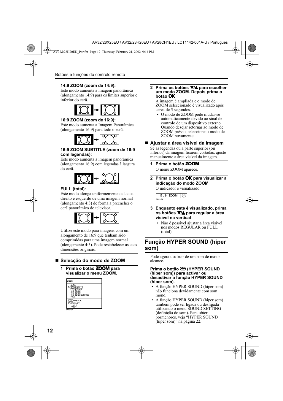 Função hyper sound (hiper som) | JVC AV28CH1EU User Manual | Page 290 / 327