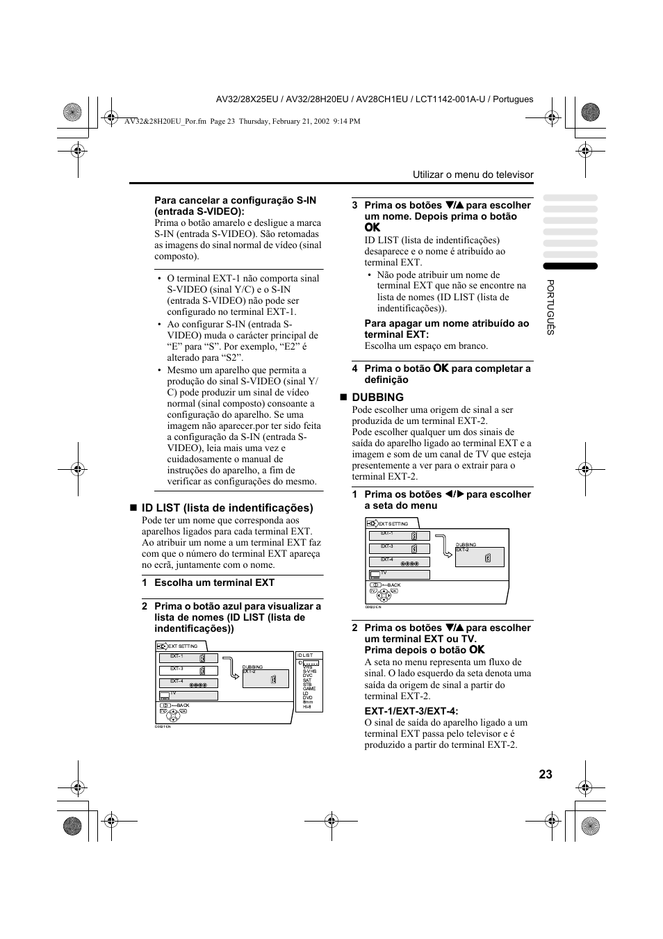 Id list (lista de indentificações), Dubbing | JVC AV28CH1EU User Manual | Page 301 / 327