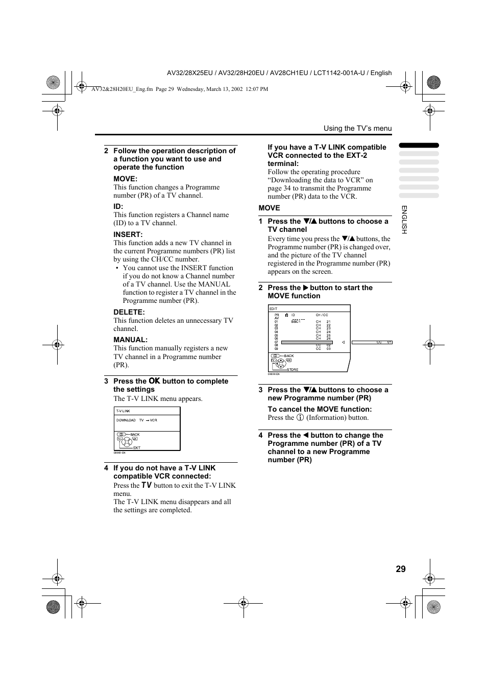 Using the tv’s menu | JVC AV28CH1EU User Manual | Page 31 / 327
