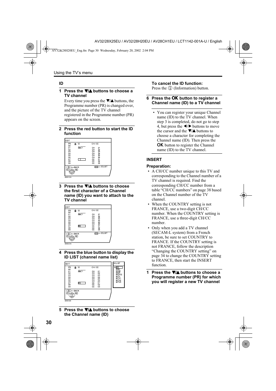 Using the tv’s menu | JVC AV28CH1EU User Manual | Page 32 / 327