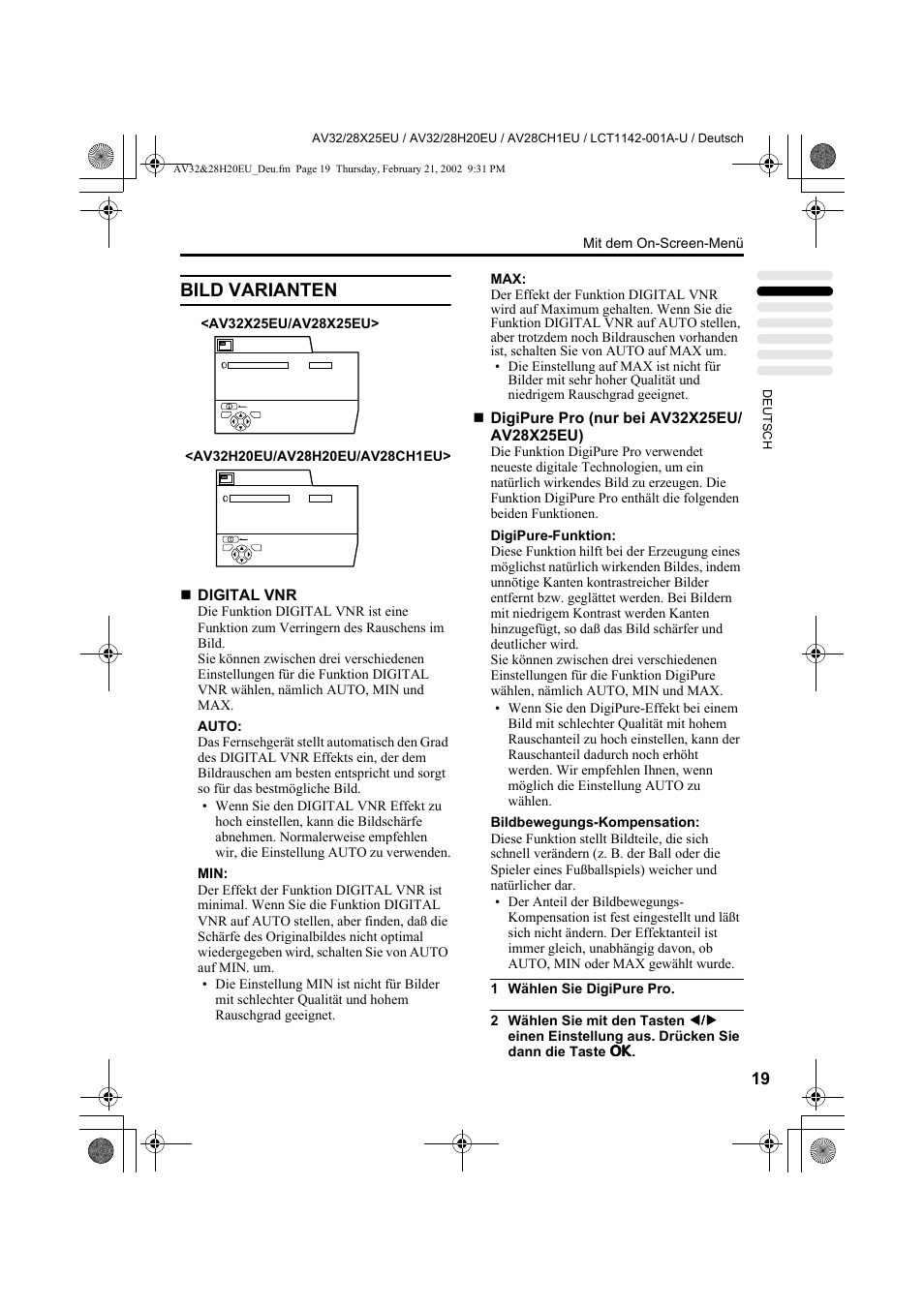 Bild varianten | JVC AV28CH1EU User Manual | Page 67 / 327
