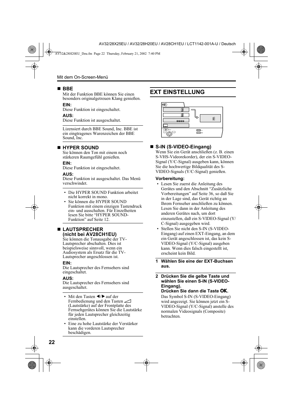 Ext einstellung | JVC AV28CH1EU User Manual | Page 70 / 327