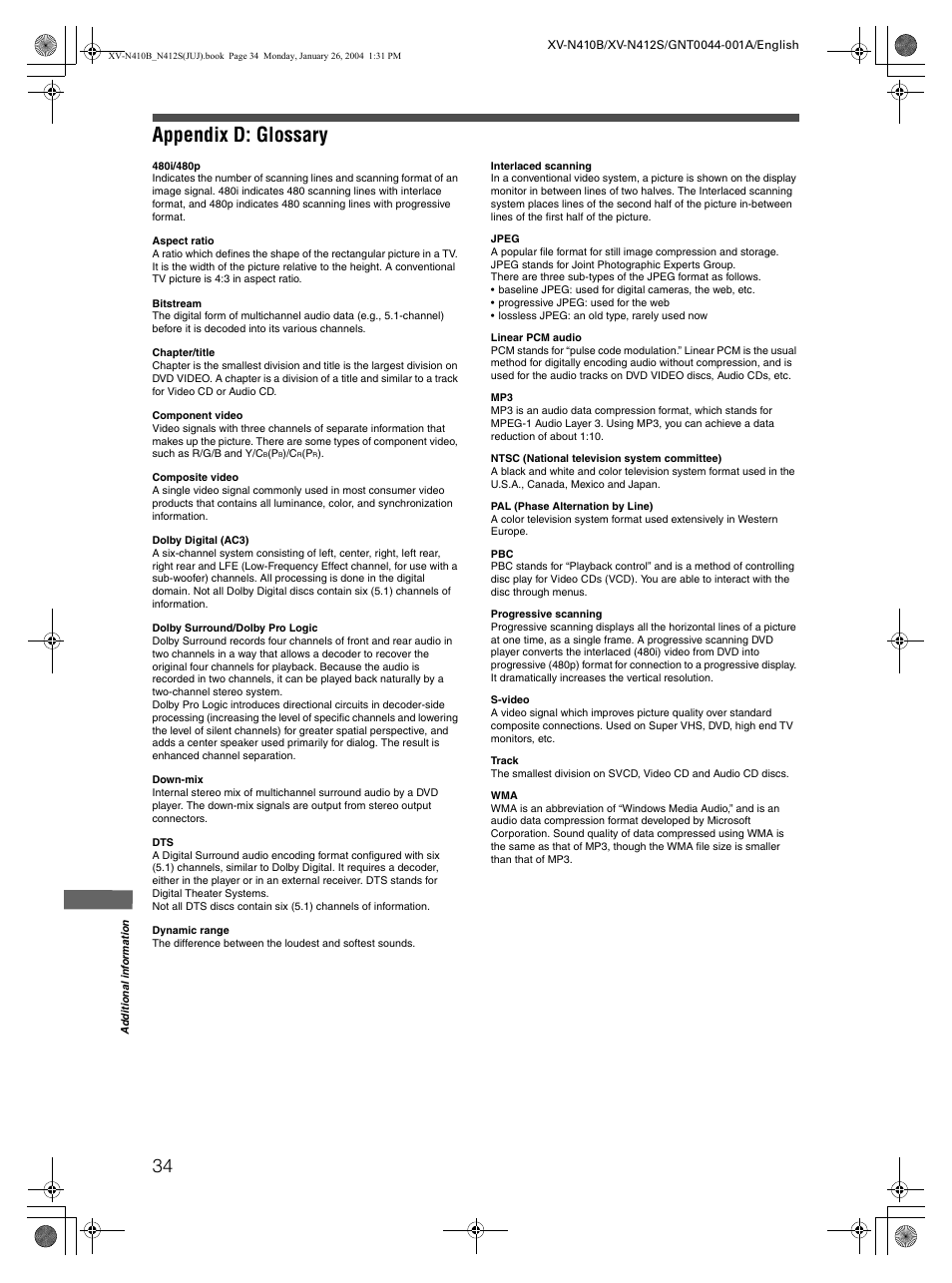 Appendix d: glossary | JVC XV-N410B User Manual | Page 36 / 39