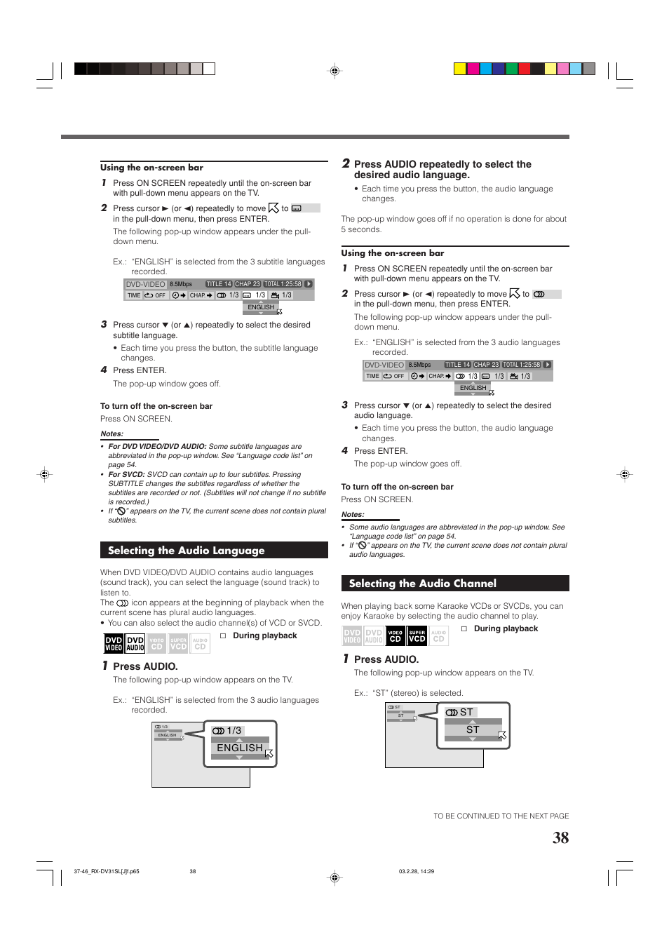 Dvd player operations | JVC RX-DV31SL User Manual | Page 41 / 78