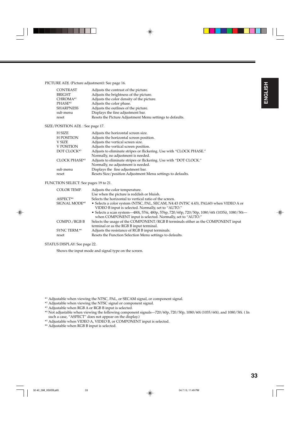 English | JVC GM-X50E User Manual | Page 34 / 42