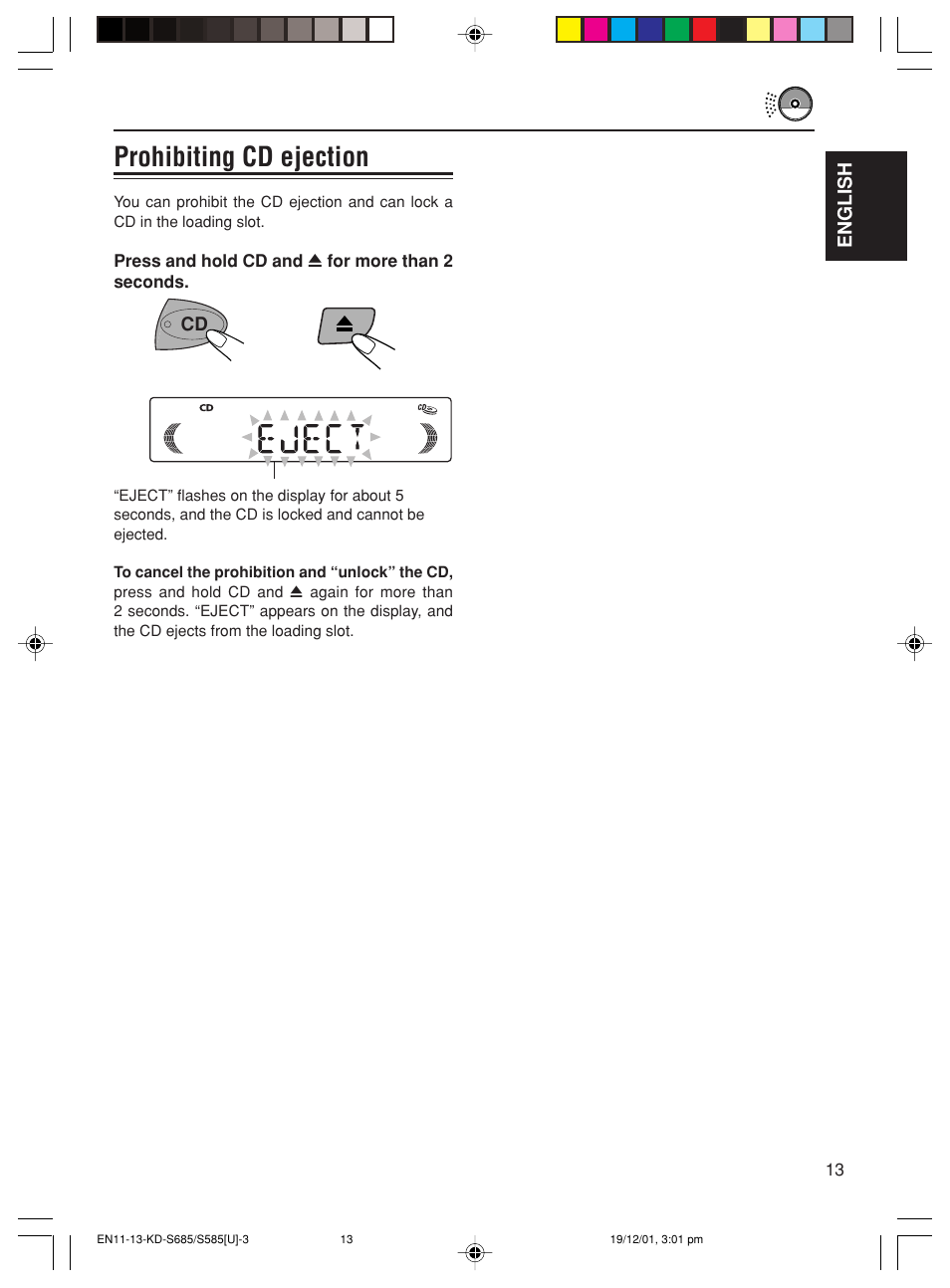 Prohibiting cd ejection | JVC GET0067-001A User Manual | Page 13 / 26
