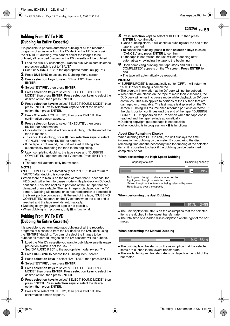 Aabout disc remaining displayb (a pg. 59) | JVC DR-DX5SU User Manual | Page 59 / 88