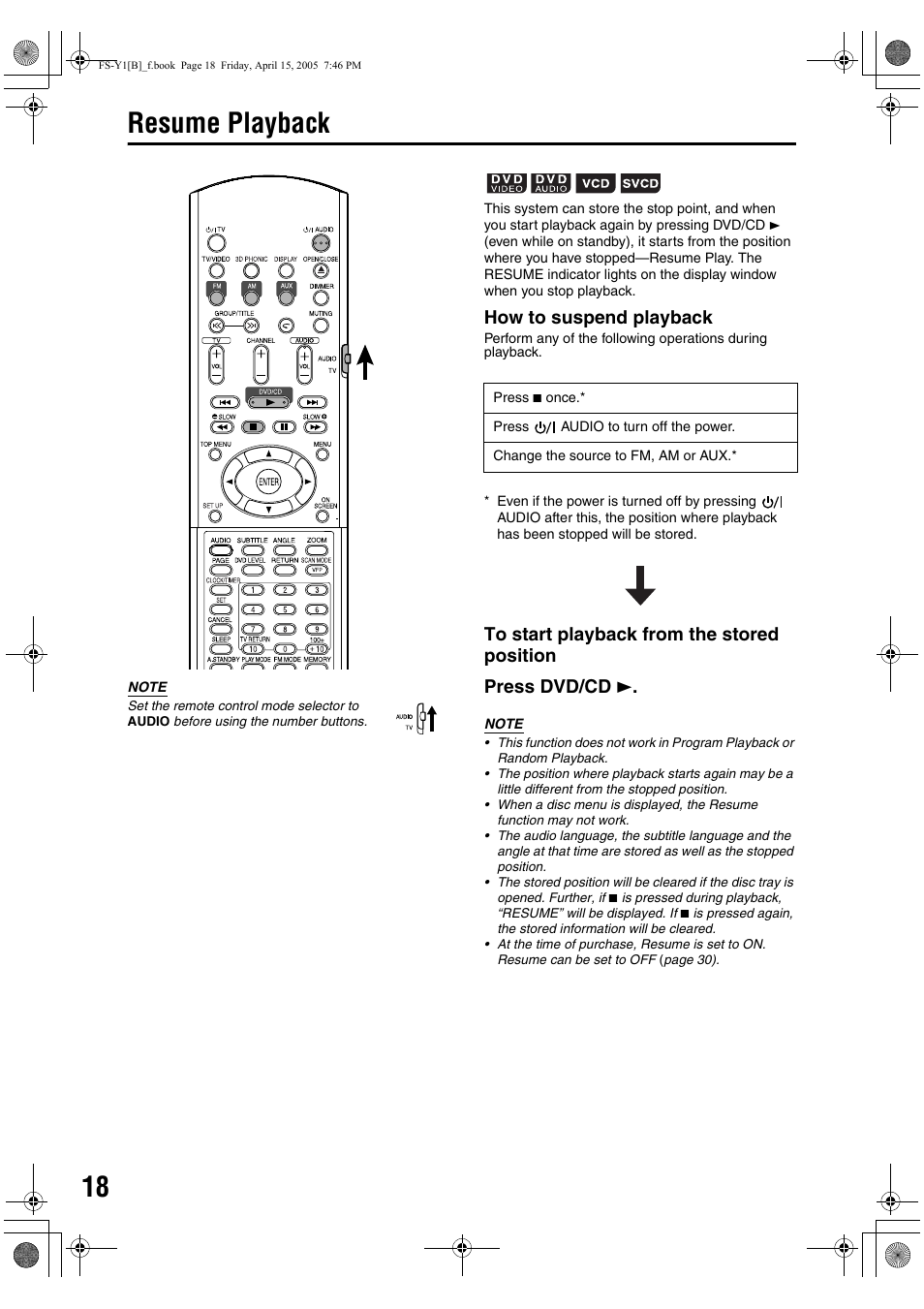 Resume playback, How to suspend playback | JVC 0405AIMMDWJEM User Manual | Page 24 / 50