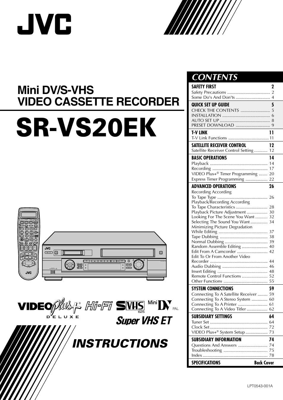 JVC SR-VS20EK User Manual | 84 pages