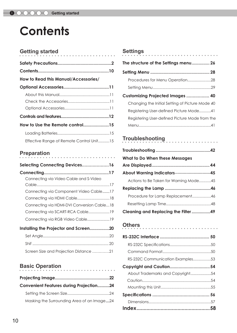 JVC DLA-HD550 User Manual | Page 10 / 174