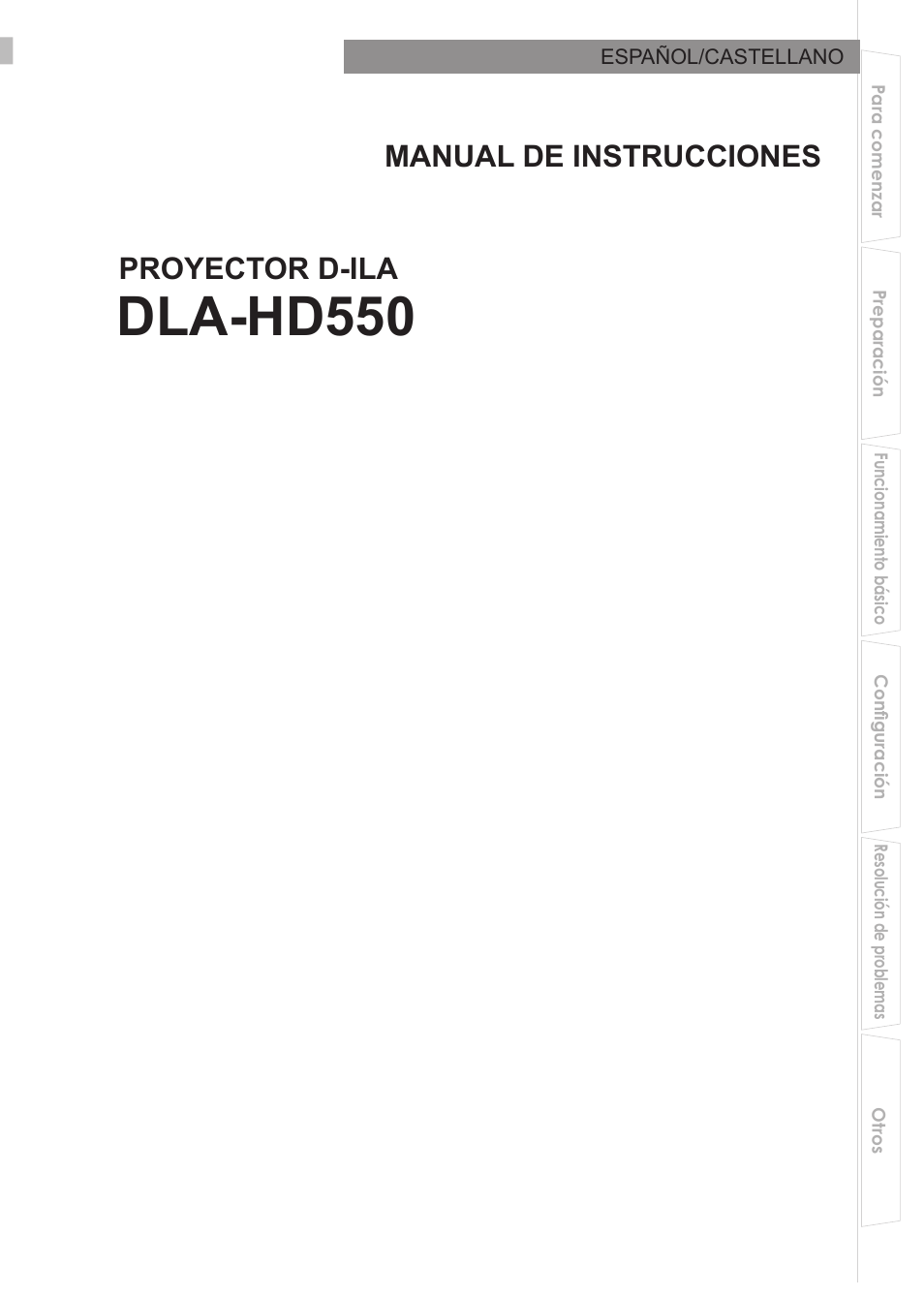 Español/castellano, Dla-hd550, Proyector d-ila manual de instrucciones | JVC DLA-HD550 User Manual | Page 117 / 174
