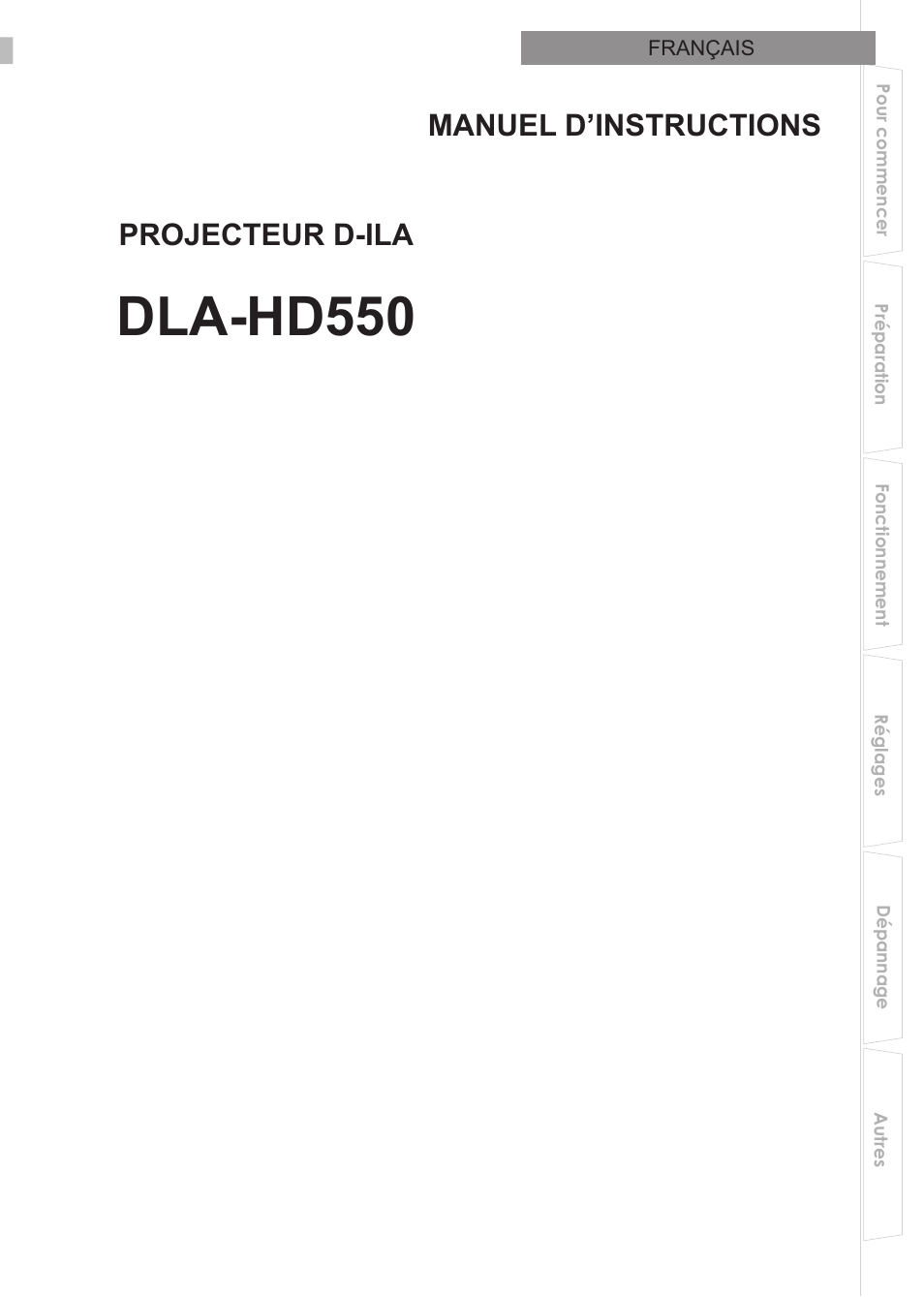 Français, Dla-hd550, Projecteur d-ila manuel d’instructions | JVC DLA-HD550 User Manual | Page 59 / 174