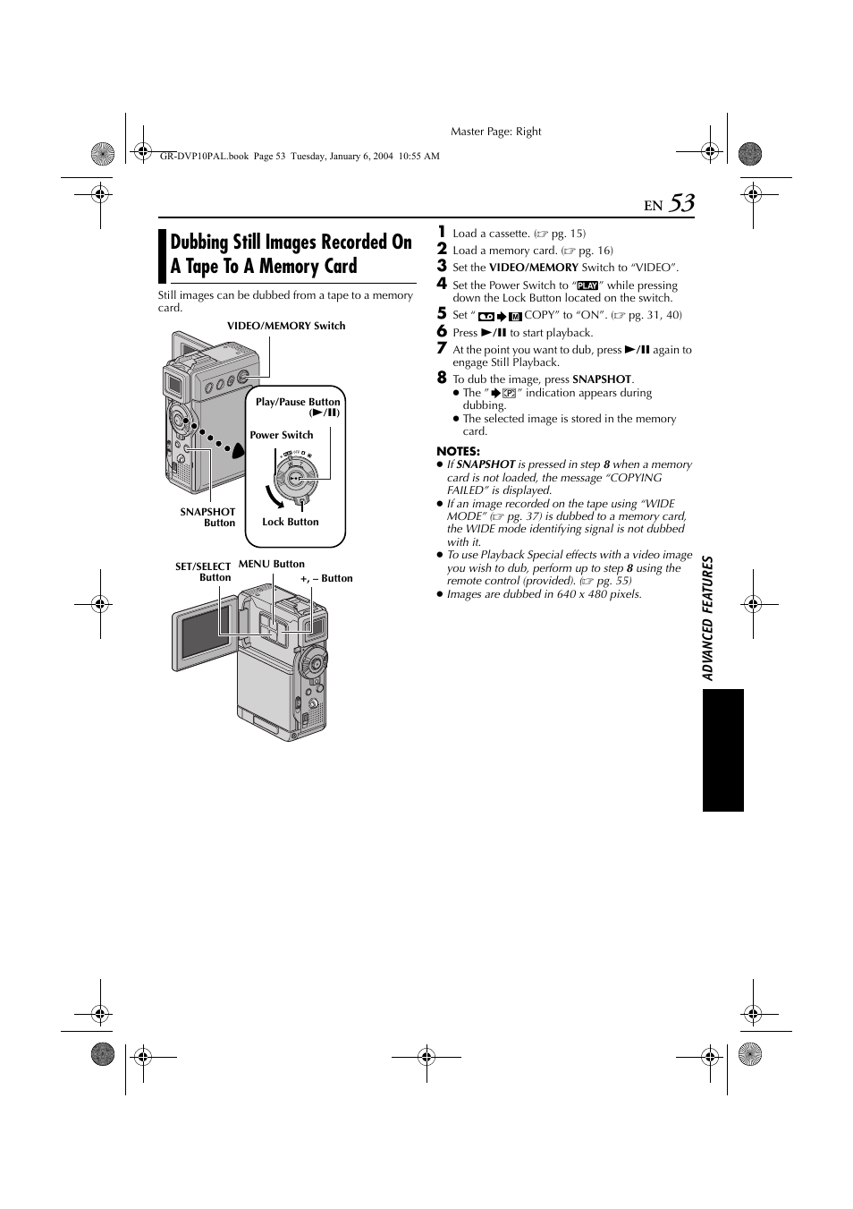 Card, Pg. 53) | JVC GR-DVP10 User Manual | Page 53 / 84