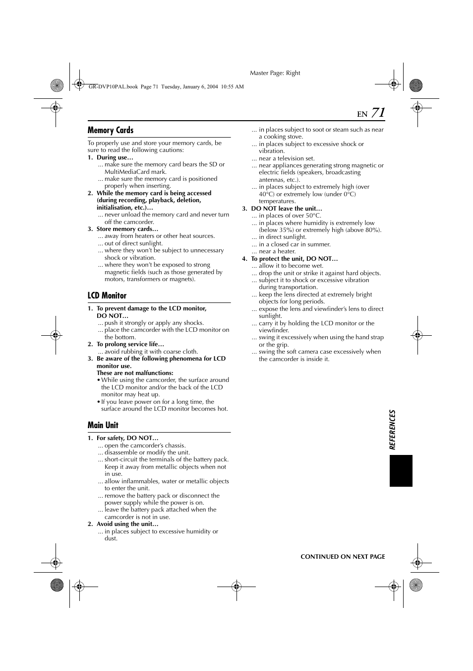 Lcd monitor, Main unit | JVC GR-DVP10 User Manual | Page 71 / 84