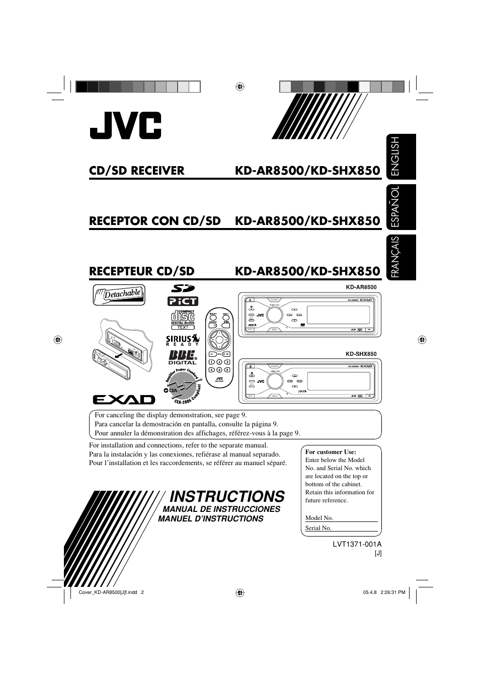 JVC KD-AR8500 User Manual | 177 pages