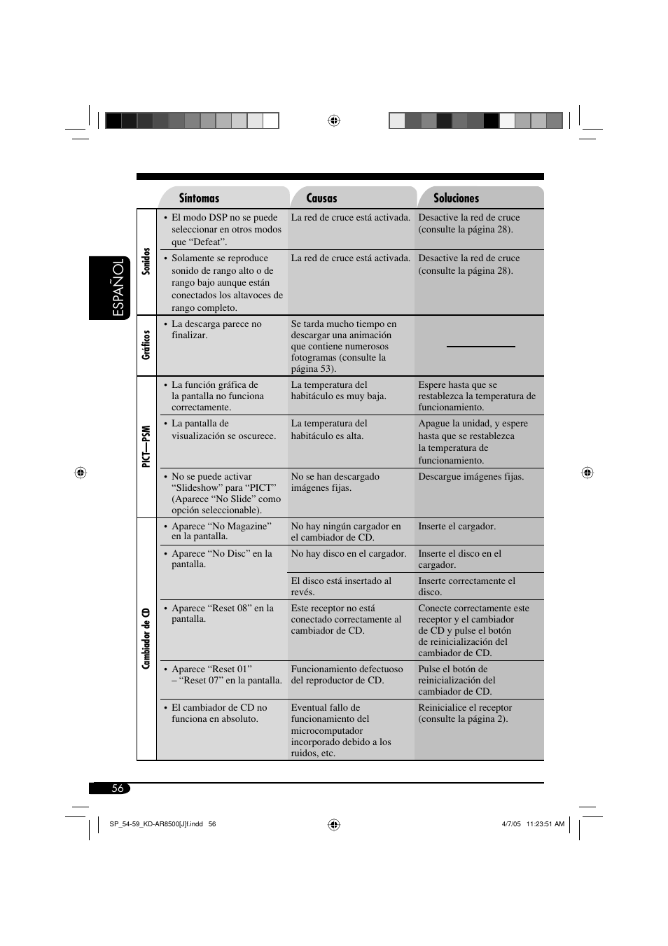 Esp añol | JVC KD-AR8500 User Manual | Page 114 / 177