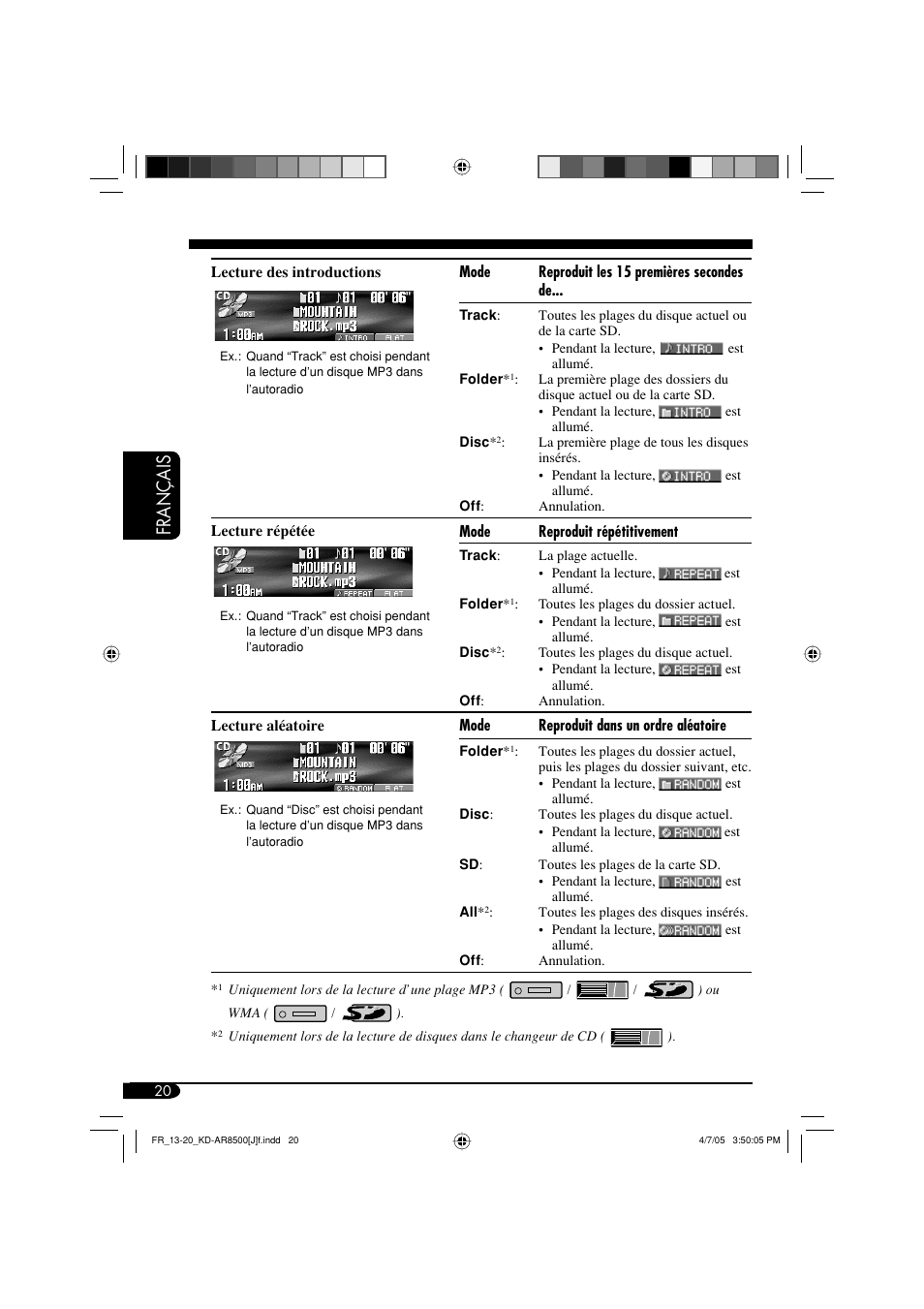 Français | JVC KD-AR8500 User Manual | Page 136 / 177