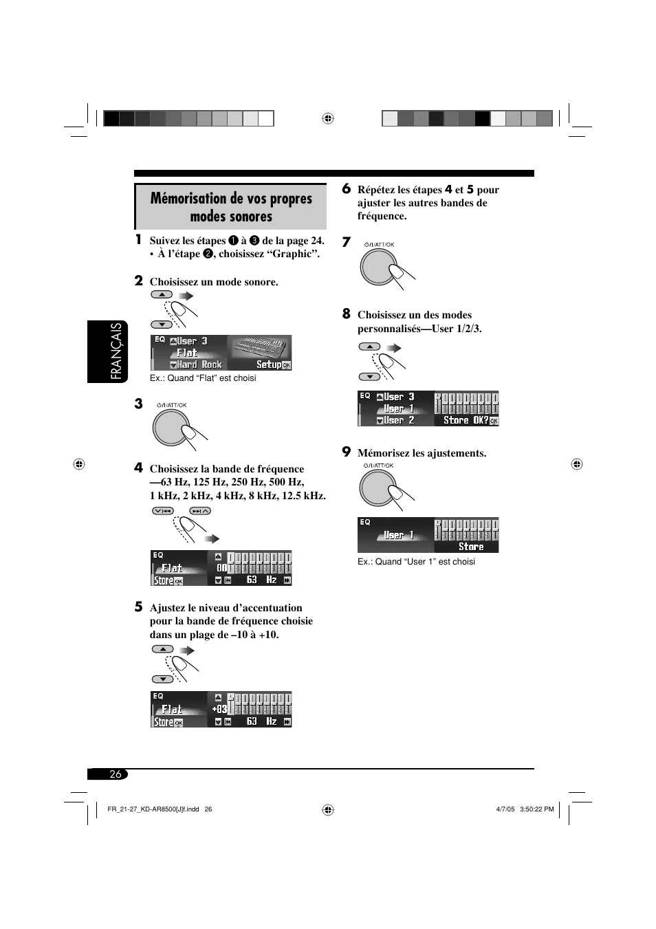 Mémorisation de vos propres modes sonores | JVC KD-AR8500 User Manual | Page 142 / 177