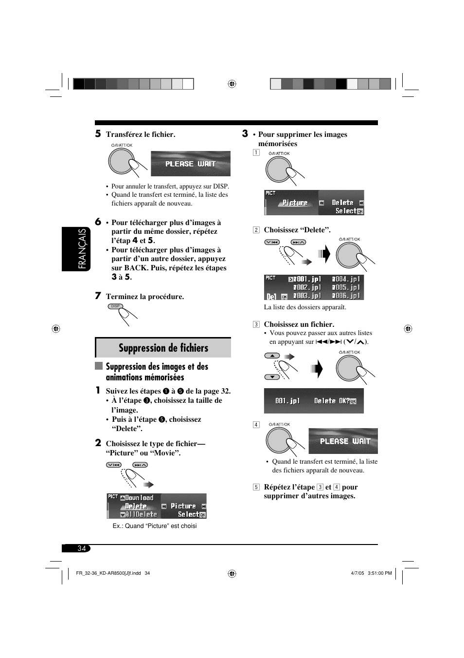 Suppression de fi chiers, Français | JVC KD-AR8500 User Manual | Page 150 / 177