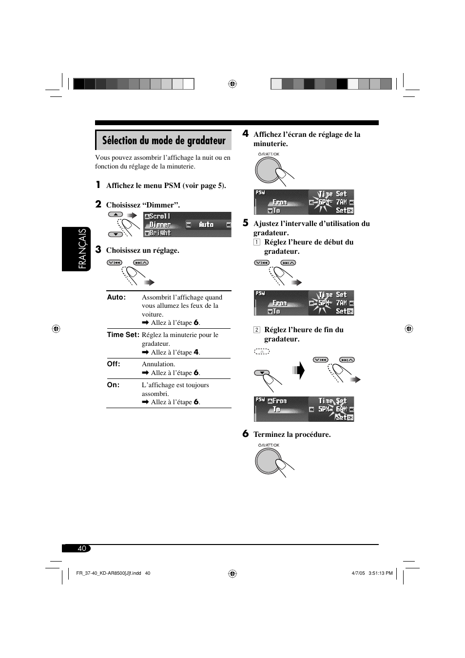 Sélection du mode de gradateur, Français 4 | JVC KD-AR8500 User Manual | Page 156 / 177