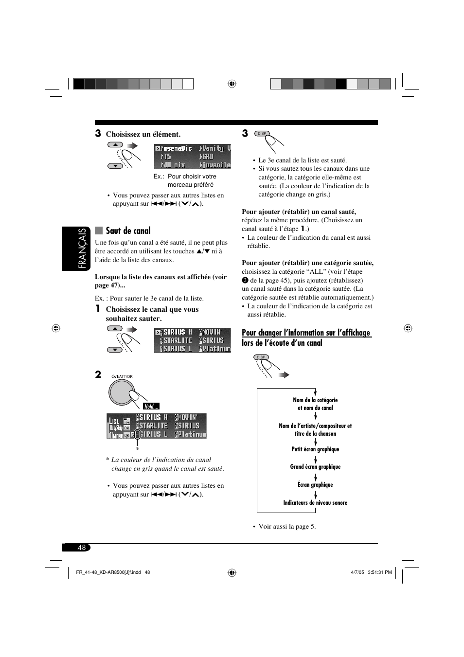 Français 3, Saut de canal | JVC KD-AR8500 User Manual | Page 164 / 177