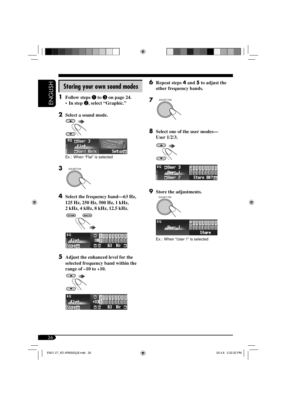 Storing your own sound modes | JVC KD-AR8500 User Manual | Page 26 / 177