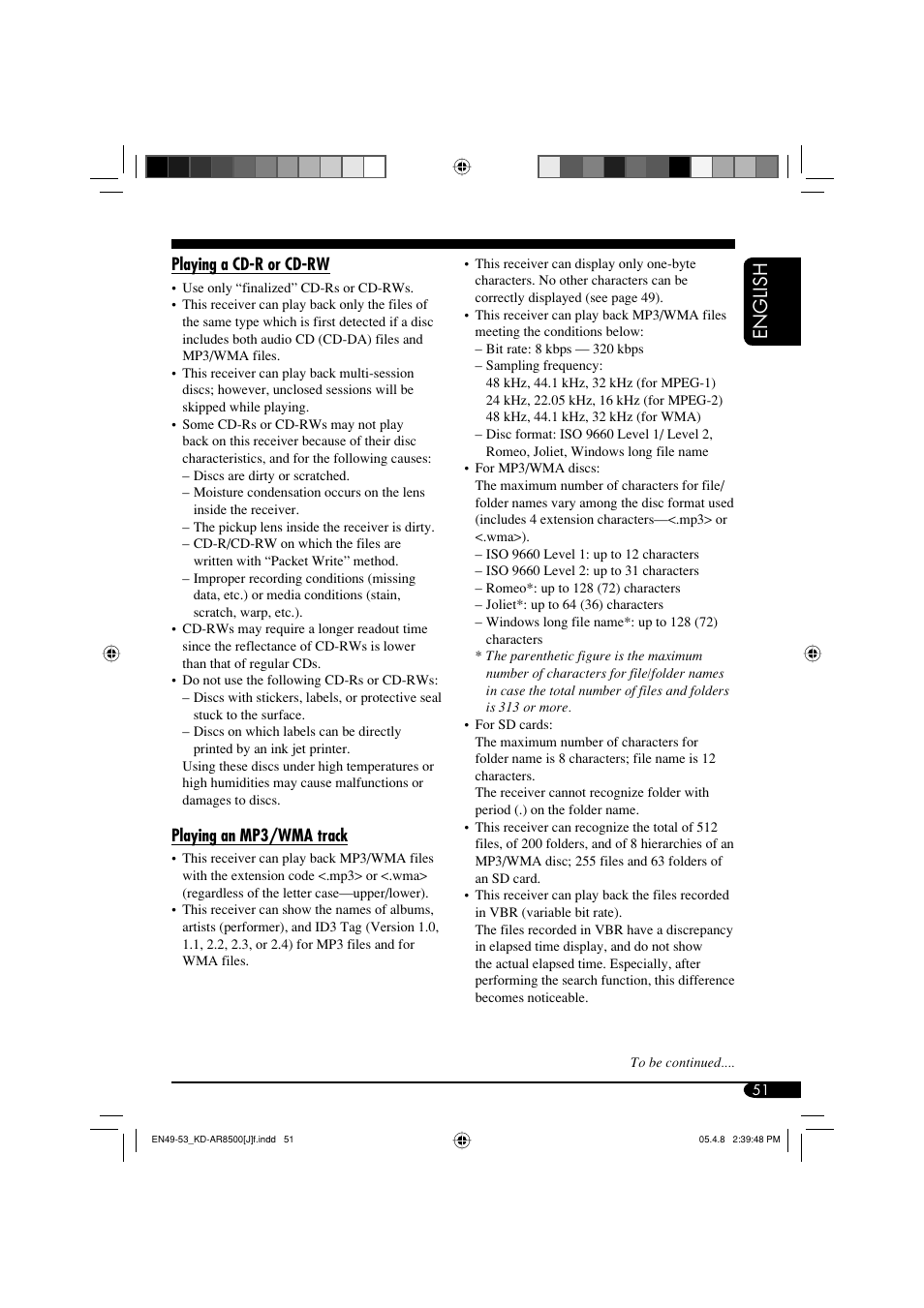 English | JVC KD-AR8500 User Manual | Page 51 / 177